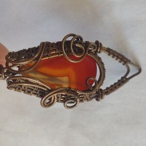 Handcrafted Wire Wrapped Carnelian Agate Pendant